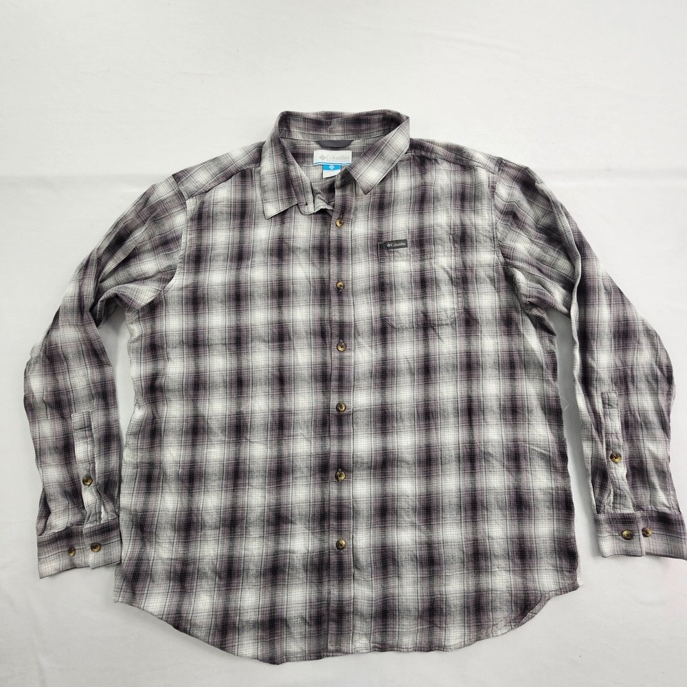 Columbia Sportswear Gray Plaid Long Sleeve Button-Up Shirt Men's XL